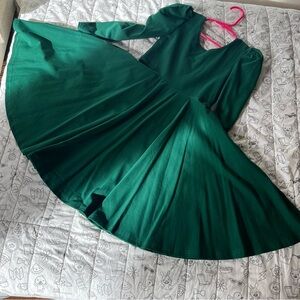 Remie Girl Emerald Green Pleated Wrap Maxi Dress